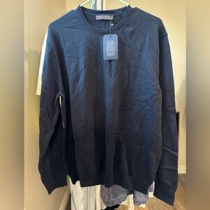 NWT Paul James 100% Cotton Crewneck Sweater Navy/Black Mens 2XL